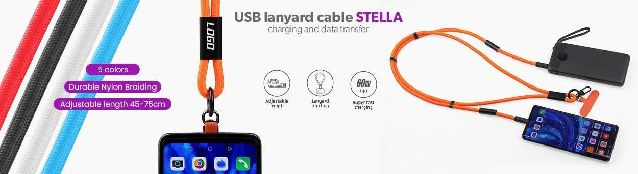 Round lanyard cable USB-C 60W STELLA