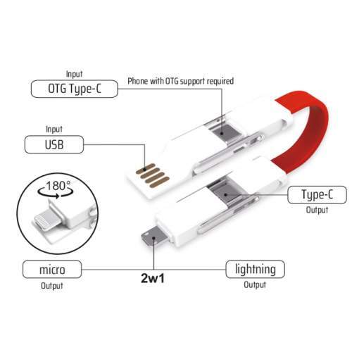 Pleciony kabel brelok 4w1 OTG NEXT B