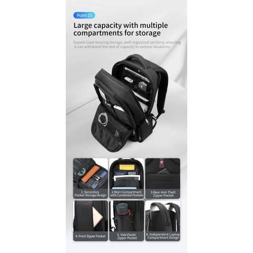 Urban anti-theft backpack with USB port and your custom print 15.6