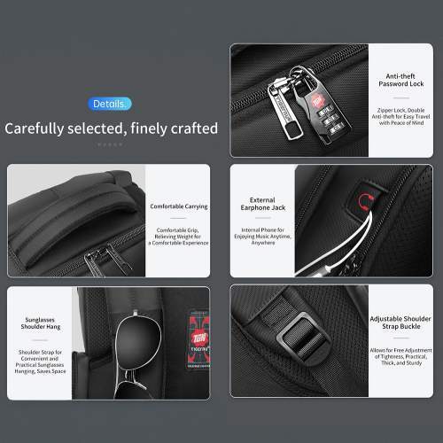 Urban anti-theft backpack with USB port and your custom print 15.6