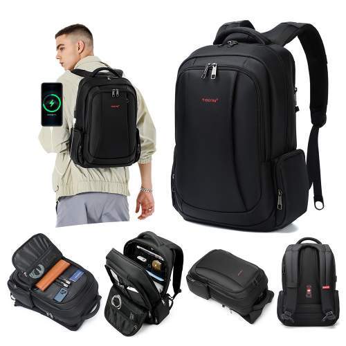 Urban anti-theft backpack with USB port and your custom print 15.6