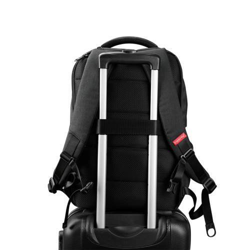 Business backpack with double zipper and USB port with logo 15.6