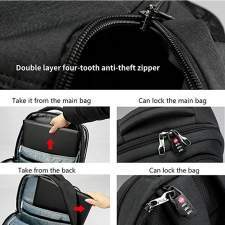 Business backpack with double zipper and USB port with logo 15.6