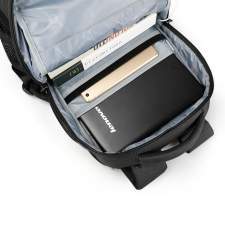 Business backpack with double zipper and USB port with logo 15.6