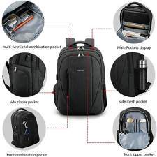 Business backpack with double zipper and USB port with logo 15.6