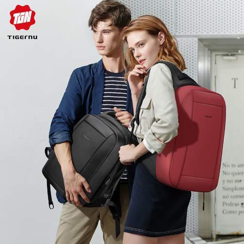 Urban anti-theft backpack with hidden zipper and company logo 15.6
