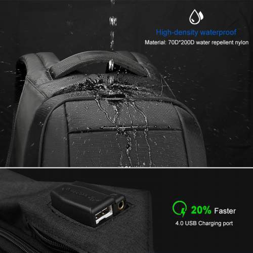Urban anti-theft backpack with hidden zipper and company logo 15.6