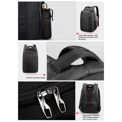 Urban anti-theft backpack with hidden zipper and company logo 15.6