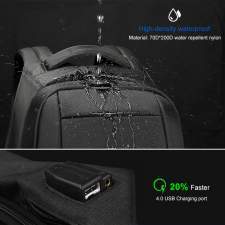 Urban anti-theft backpack with hidden zipper and company logo 15.6