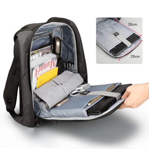 Urban anti-theft backpack with hidden zipper and company logo 15.6