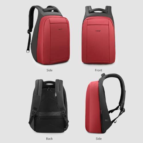 Urban anti-theft backpack with hidden zipper and company logo 15.6