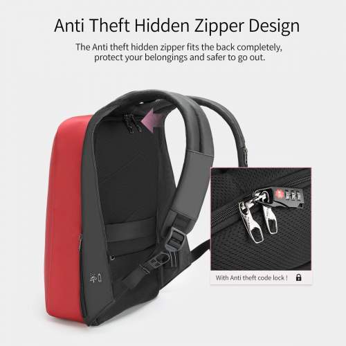 Urban anti-theft backpack with hidden zipper and company logo 15.6