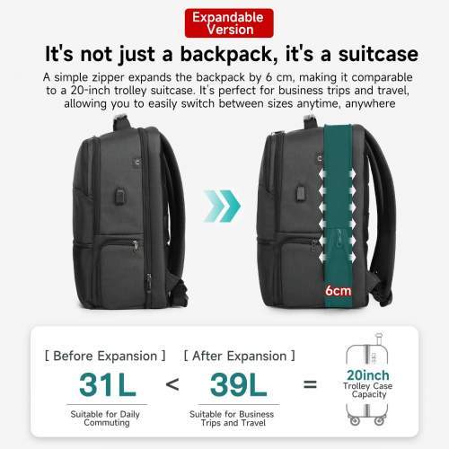Spacious travel backpack with RFID protection and logo print 19