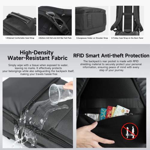 Spacious travel backpack with RFID protection and logo print 19