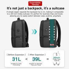 Spacious travel backpack with RFID protection and logo print 19