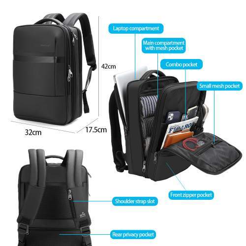 Urban backpack with RFID pocket and 180° opening with logo 15.6