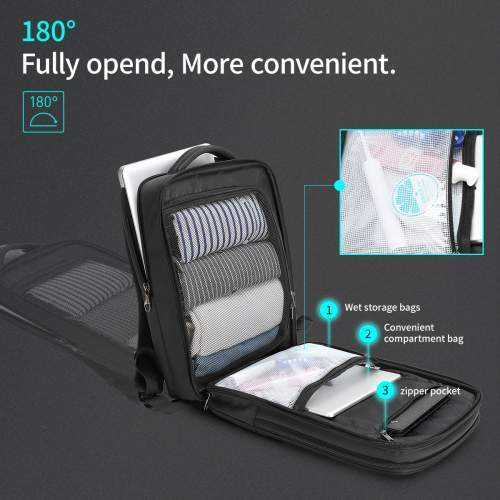 Urban backpack with RFID pocket and 180° opening with logo 15.6