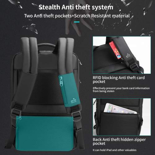 Urban backpack with RFID pocket and 180° opening with logo 15.6