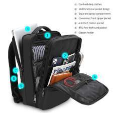 Urban backpack with RFID pocket and 180° opening with logo 15.6