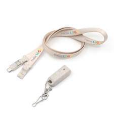 Eco-friendly 3-in-1 lanyard cable MIAMI ECO made of wheat straw with logo