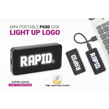 Mini portable PSSD disk with light up logo 64-256GB