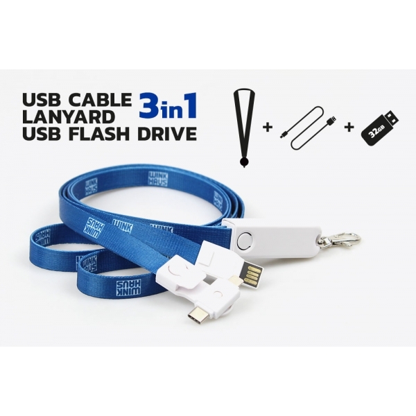 Kabel smycz z pamięcią USB COMBO