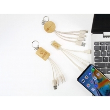 Multikabel USB bambusowy 3w1 do ładowania