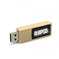 Light Up logo wooden USB flash drive
