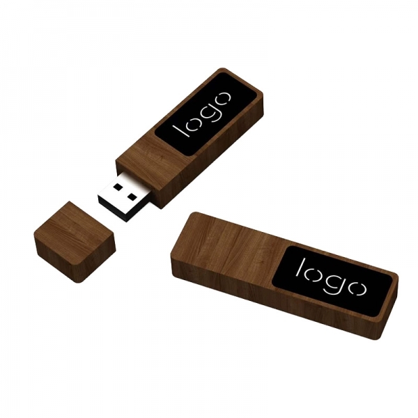 Pamięć USB drewniana z podświetlanym logo 1-128GB