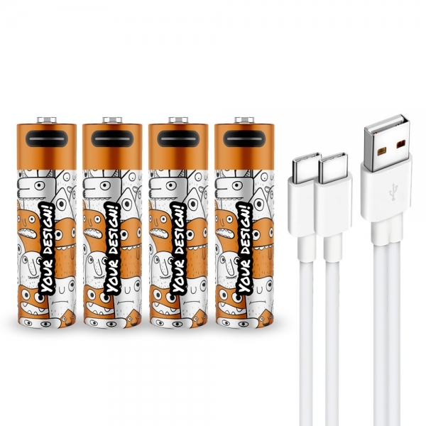 Baterie akumulatorki AA reklamowe USB-C z logo 1700mAh