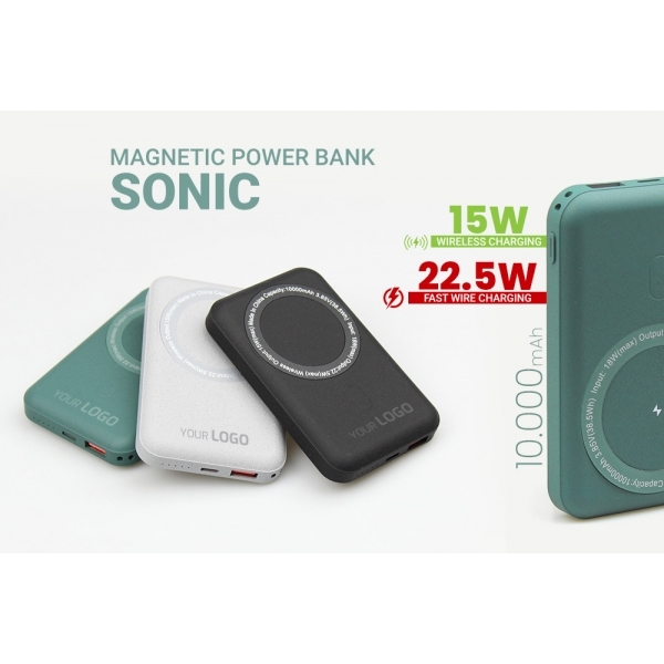 Magnetyczny power bank bezprzewodowy SONIC 10000mAh