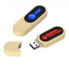 Pamięć USB drewniana z podświetlanym logo