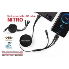 Retractable cable 3in1 NITRO fast charging 66W