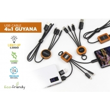 Eco USB cable GUYANA LONG SQUARE with light up logo