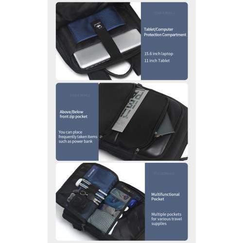 Modern expandable urban backpack with logo printing 15.6