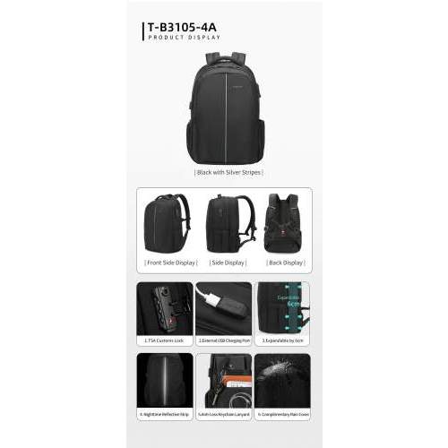 Anti-theft expandable backpack with USB port with your logo 17