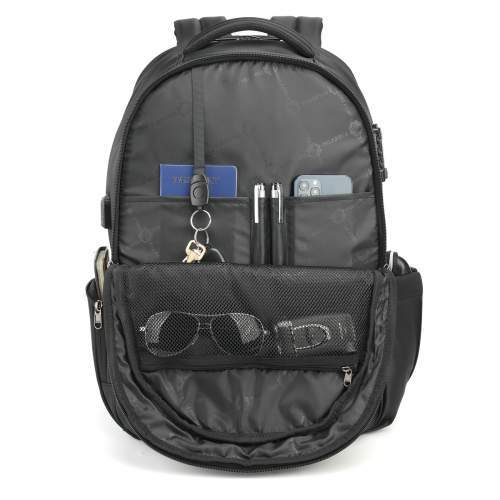 Anti-theft laptop backpack with USB and TSA lock with logo print 15.6