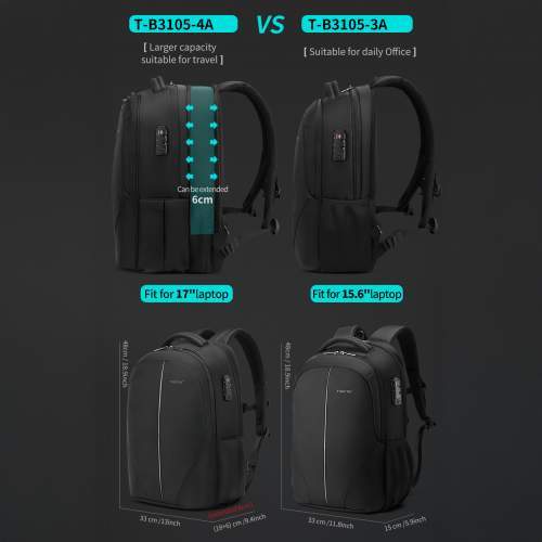 Anti-theft laptop backpack with USB and TSA lock with logo print 15.6