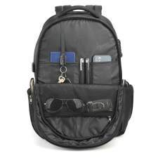 Anti-theft laptop backpack with USB and TSA lock with logo print 15.6