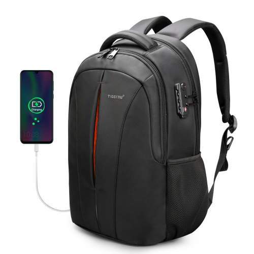 Business backpack with TSA lock and USB port with company logo 15.6