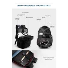 Business backpack with TSA lock and USB port with company logo 15.6