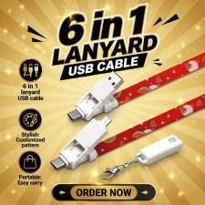 Promotional 6-in-1 60W lanyard USB cable COLORADO with full color print