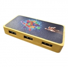 Bamboo USB HUB with illuminated graphics