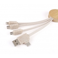 Multikabel USB bambusowy 3w1 do ładowania Type-C