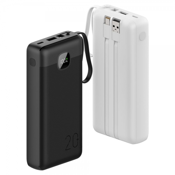 Power Bank with 3 built-in cables & fast charging LONDON 20K 20000mAh