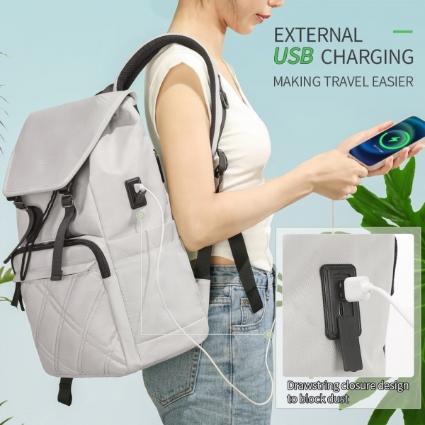 Miejski plecak damski z portem USB 15.6