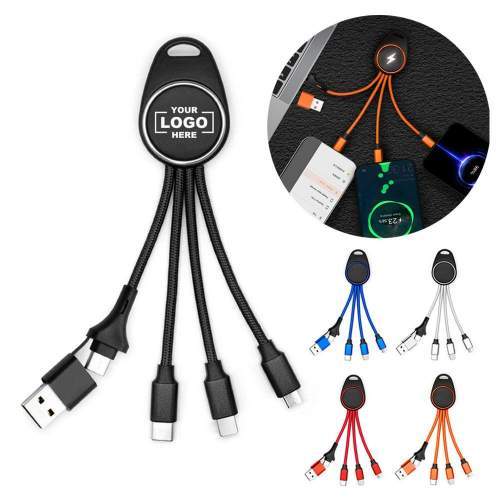 Multikabel USB 6w1 brelok MANHATTAN-C z dwustronnie podświetlanym logo