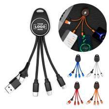 Multikabel USB 6w1 brelok MANHATTAN-C z dwustronnie podświetlanym logo