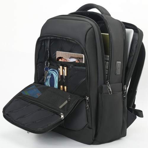 Waterproof backpack with USB and USB-C ports with logo printing 15.6