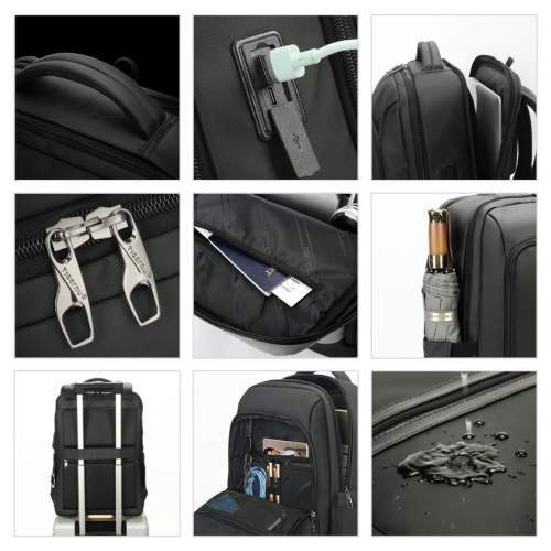 Waterproof backpack with USB and USB-C ports with logo printing 15.6